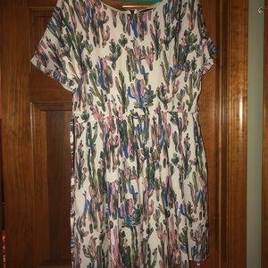 Cactus Pattern Dress with Zipper